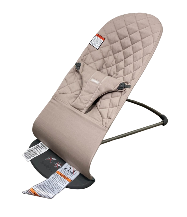 BabyBjorn Bouncer Bliss, Dark Gray Frame, Sand Gray Cotton Classic Quilt For Discount