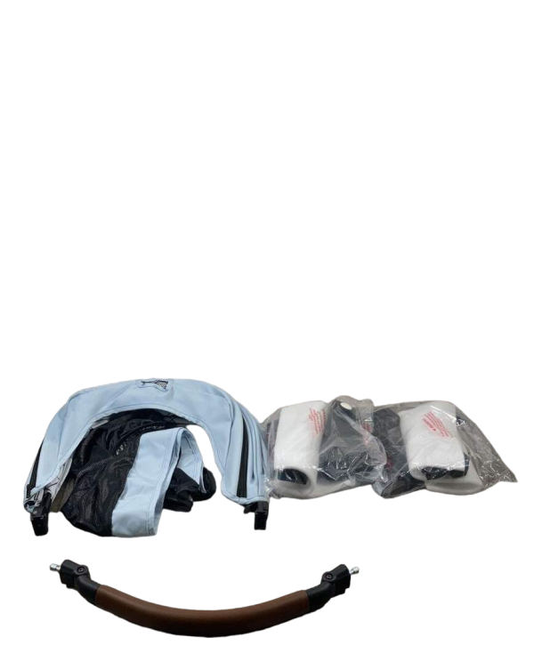 Mockingbird 2nd Seat Kit with Extendable Canopy, Sky, Windowpane, Silver with Penny Leather Sale - Image 3