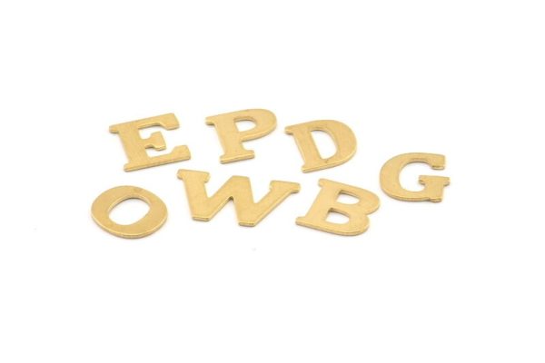 Brass Letter Charm, 26 Raw Brass Letter Alphabets, 1 pc from each Letter , Whole Alphabet Supply - Image 3