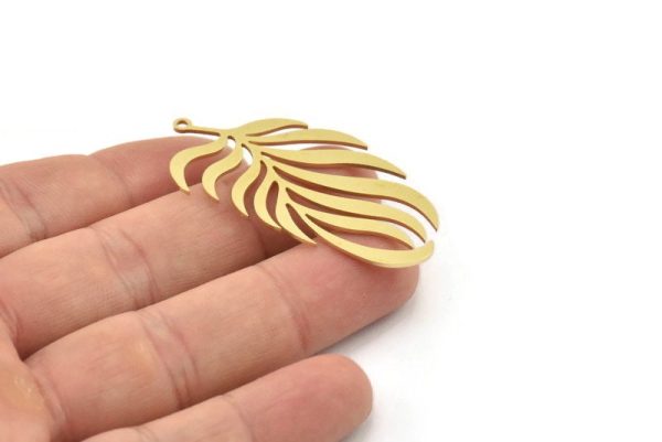 Brass Leaf Charm, Raw Brass Leaf Charms, Brass Earring Charms, Brass Charms for Jewelry Making (49x25x0.80mm) SMP1451 A5967 For Discount - Image 2