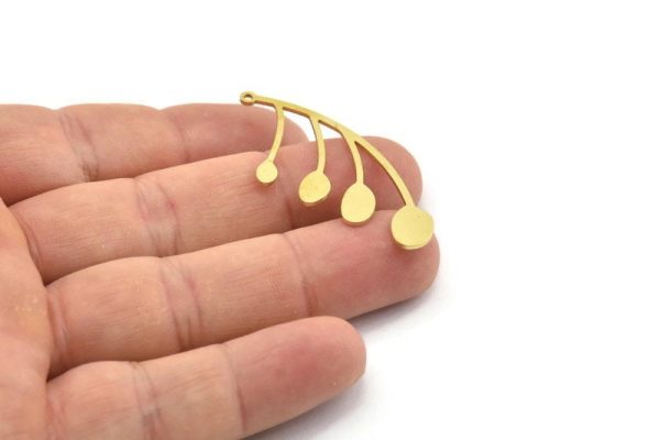 Brass Leaf Charm, Raw Brass Leaf Charms With 1 Loop, Leaf Earrings (44x19x0.80mm) SMP1549 Sale - Image 2