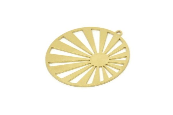 Brass Circle Charm, Raw Brass Sun Rising Charms With 1 Loop, Findings (32x30x0.60mm) SMP1721 For Discount