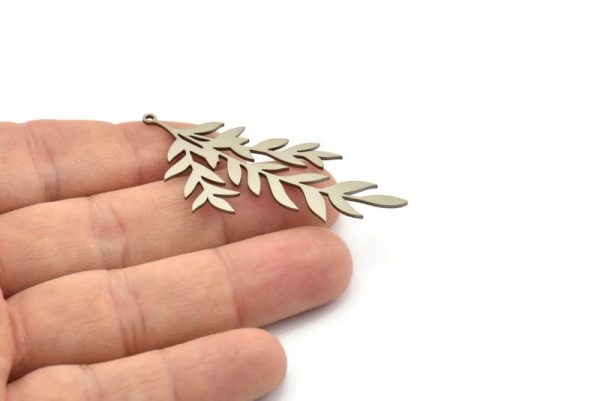 Steel Leaf Charm, Stainless Steel Leaf Charms With 1 Loop, Leaf Earrings (55x32x0.80mm) SMP1620 Online Sale - Image 3