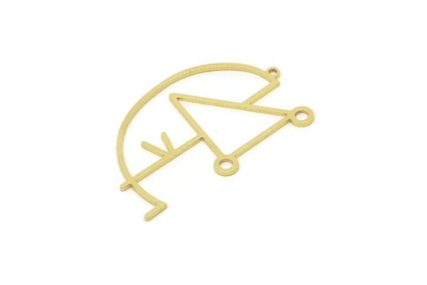 Brass Face Charm, Raw Brass Face Pendants With 1 Loop, Face Earrings (42x26x0.80mm) SMP1740 For Sale