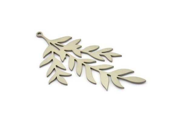 Steel Leaf Charm, Stainless Steel Leaf Charms With 1 Loop, Leaf Earrings (55x32x0.80mm) SMP1620 Online Sale - Image 2