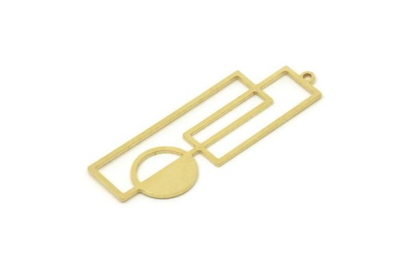Brass Rectangle Charm, Raw Brass Rectangle Charms With 1 Loop, Geometric Charms (42x14x0.80mm) SMP1731 For Discount