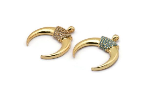 Gold Moon Charms, Gold Plated Brass Crescent Moon Charm With 1 Loop, Pendants, Earring Findings (28x25mm) SY0120 Cheap