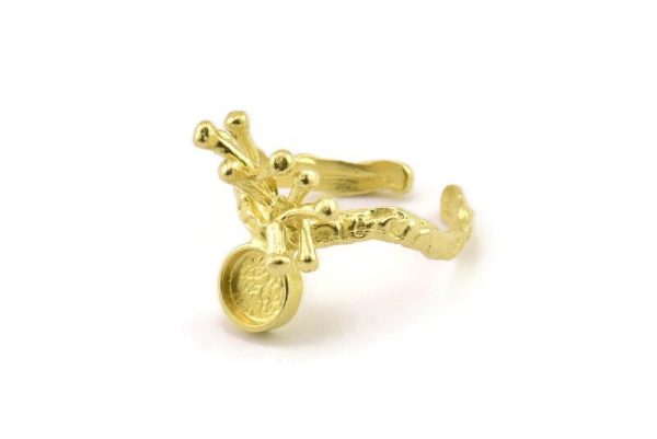 Brass Ring Setting, Raw Brass Adjustable Rings With 1 Stone Settings - Pad Size 6mm N2544 Online Hot Sale - Image 2