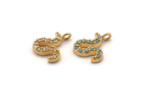 Gold Charm, 2 Gold Plated, Cubic Zircon, CZ Pave Charm, Zircon Charm Pendants (12x9mm) SY0202 Online Sale