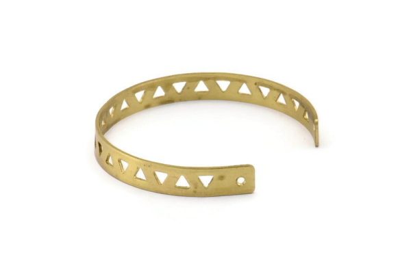 Brass Triangle Cuff - 2 Raw Brass Triangle Cuff Bracelet Blanks Bangle With 2 Holes (8x152x1mm) V006 D0158 Online - Image 4