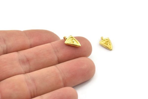 Brass Triangle Charm, Bracelet Findings, Bracelet Charms, Mini Spikes, Mini Triangle Charms, Bracelet And Necklace Findings (12x7mm) N2453 Sale - Image 4