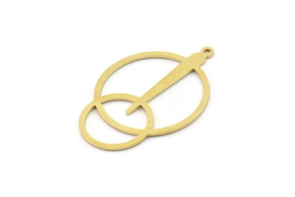 Brass Geometric Charm, Raw Brass Circle Charms With 1 Loop, Charm Earrings (40x27x0.80mm) SMP1671 For Cheap