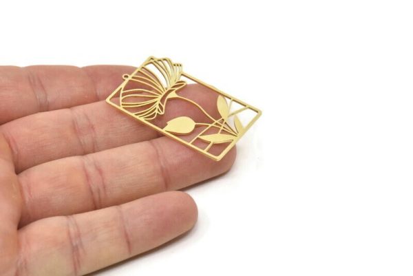 Brass Dandelion Charm, Raw Brass Flower Charms With 1 Loop (42x27x0.80mm) SMP1715 Hot on Sale - Image 2