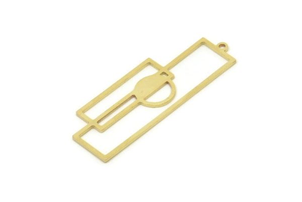 Brass Rectangle Charm, Raw Brass Rectangle Charms With 1 Loop, Geometric Charms (42x14x0.80mm) SMP1732 Fashion