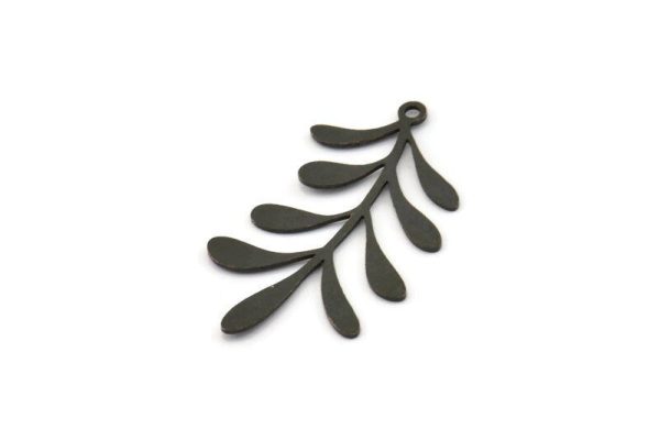 Black Leaf Charm, 6 Oxidized Black Brass Branch Charms With 1 Loop, Charm Pendants (34x19.5x0.60mm) A4541 Q0602 Online