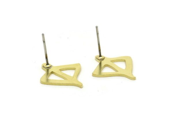 Earring Studs, 8 Raw Brass -  Stud Earrings - Brass Earrings - Earrings (18x15x0.80mm) A6587 on Sale - Image 3