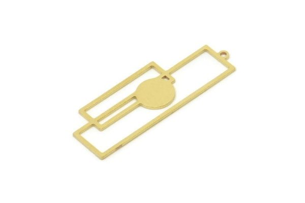 Brass Rectangle Charm, Raw Brass Rectangle Charms With 1 Loop, Geometric Charms (42x14x0.80mm) SMP1735 For Discount