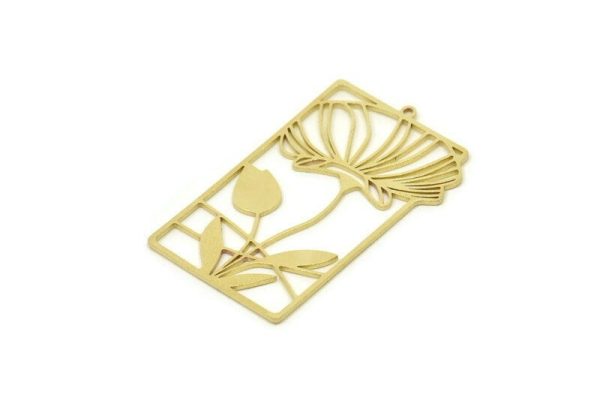 Brass Dandelion Charm, Raw Brass Flower Charms With 1 Loop (42x27x0.80mm) SMP1715 Hot on Sale