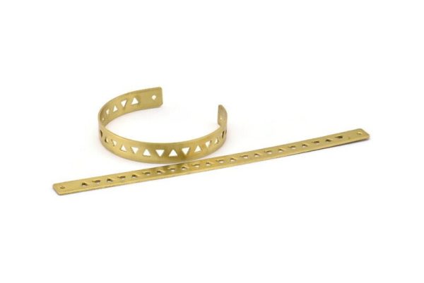 Brass Triangle Cuff - 2 Raw Brass Triangle Cuff Bracelet Blanks Bangle With 2 Holes (10x152x1mm) V019 D0063 For Sale