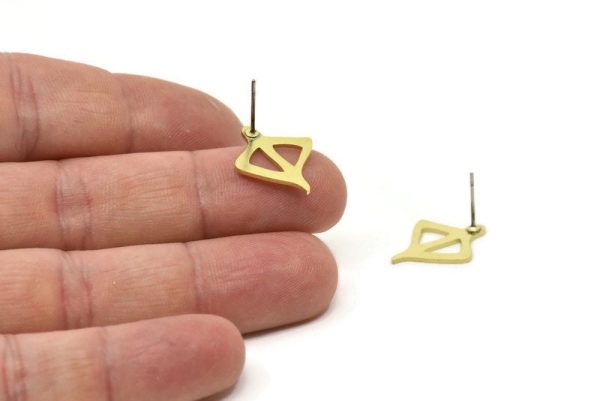 Earring Studs, 8 Raw Brass -  Stud Earrings - Brass Earrings - Earrings (18x15x0.80mm) A6587 on Sale - Image 4