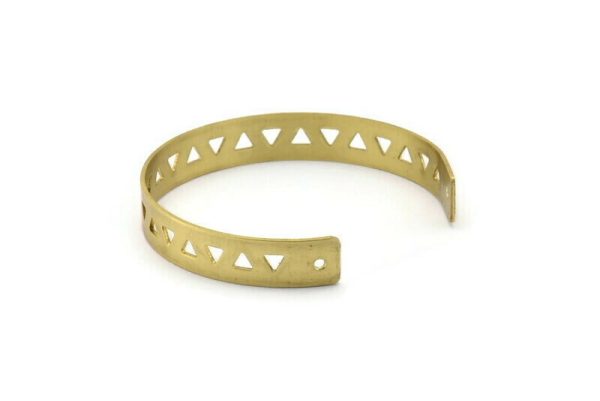 Brass Triangle Cuff - 2 Raw Brass Triangle Cuff Bracelet Blanks Bangle With 2 Holes (10x152x1mm) V019 D0063 For Sale - Image 4