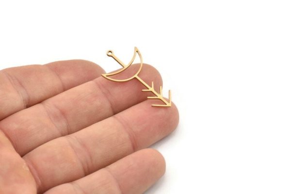 Brass Moon Charm, Raw Brass Arrow Charms, Crescent Moon Charms With 1 Loop, Findings (33x18x0.80mm) SMP1330 Online Sale - Image 2