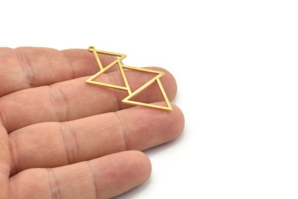 Brass Geometric Charm, Raw Brass Triangle Charms With 1 Loop, Findings (44x21x0.80mm) SMP1579 on Sale - Image 2