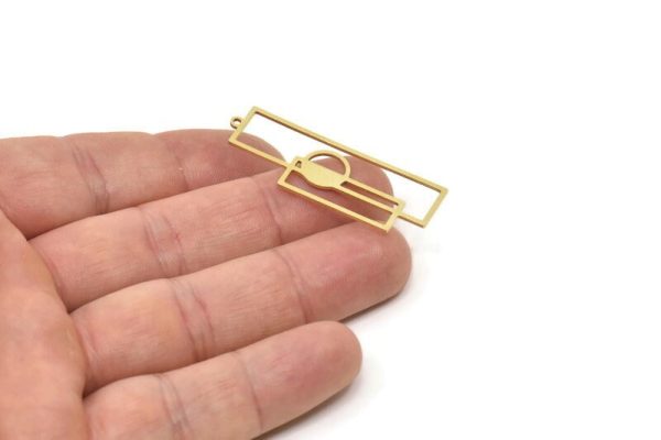 Brass Rectangle Charm, Raw Brass Rectangle Charms With 1 Loop, Geometric Charms (42x14x0.80mm) SMP1732 Fashion - Image 2