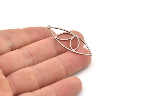 Steel Marquise Charm, Stainless Steel Marquise Charms With 1 Loop, Earrings, Pendants (40x14x0.80mm) SMP1473 For Discount - Image 2