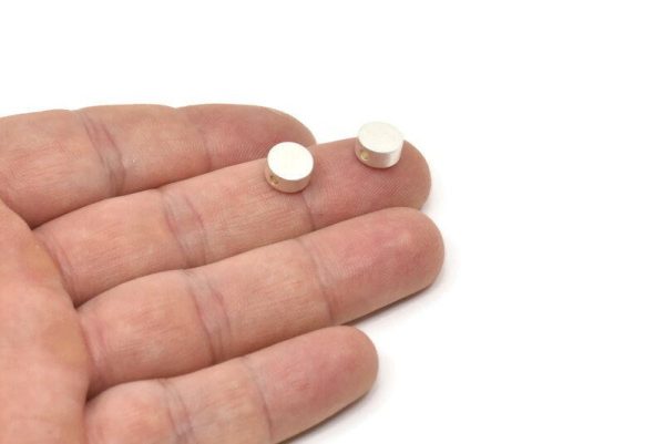 Round Spacer Bead, 6 Matte Silver Plated Brass Circle Industrial Spacer Bead, Findings (8x3.6mm) D0210 Q0636 Cheap