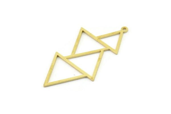 Brass Geometric Charm, Raw Brass Triangle Charms With 1 Loop, Findings (44x21x0.80mm) SMP1579 on Sale