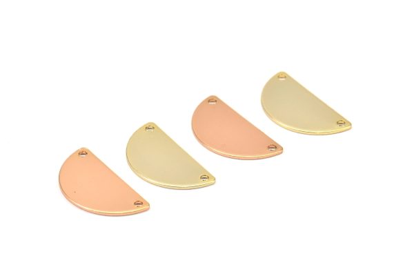 Rose Gold   Gold Circle Blank, 6 Rose Gold Plated - Gold Plated  Brass Semi Circle Blanks with 2 Holes (25x12.5x0.80) A0877 Q0018 Sale