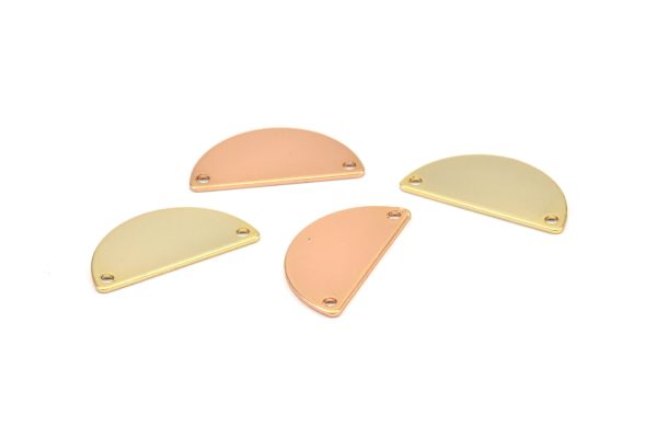 Rose Gold   Gold Circle Blank, 6 Rose Gold Plated - Gold Plated  Brass Semi Circle Blanks with 2 Holes (25x12.5x0.80) A0877 Q0018 Sale - Image 2