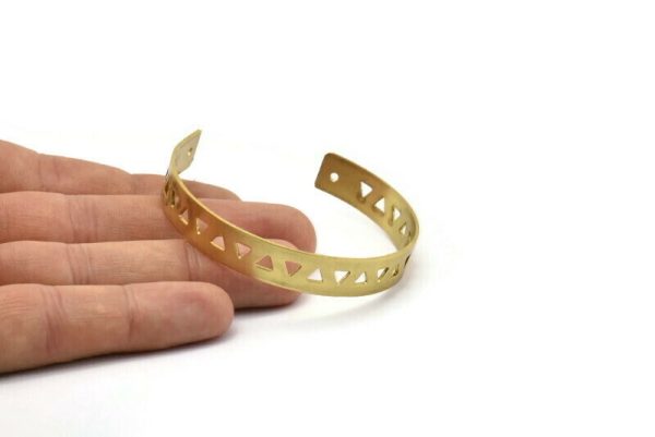 Brass Triangle Cuff - 2 Raw Brass Triangle Cuff Bracelet Blanks Bangle With 2 Holes (10x152x1mm) V019 D0063 For Sale - Image 5