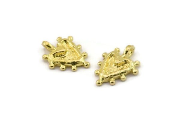 Brass Heart Charm, Raw Brass Heart Charms With 1 Loop, Charm Earrings, Bracelet Findings (13x10mm) N2491 Online now
