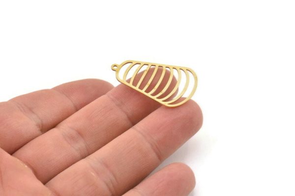 Brass Charm, Raw Brass Geometric Charms, Brass Pendants, Charm Pendants, Brass Charms With 1 Loop, Findings (32x20x0.60mm) SMP1515 For Sale - Image 2