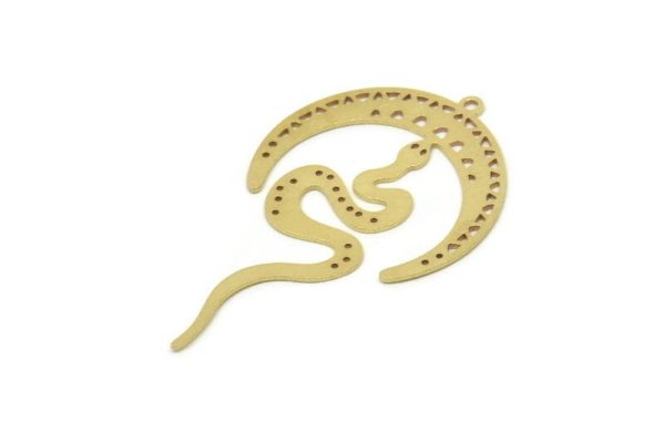 Brass Moon Charm, Raw Brass Crescent Moon And Snake Shaped Charms With 1 Loop (45x27x0.60mm) SMP1720 Online now