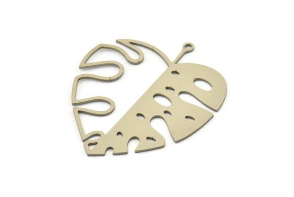 Steel Monstera Charm, Stainless Steel Monstera Leaf Charms With 1 Loop, Findings (46x41x0.80mm) SMP1507 Online now