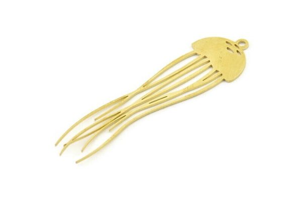 Brass Jellyfish Charm, Raw Brass Jellyfish Charms With 1 Loop, Charm Pendants (67x19x0.80mm) SMP1520 A6284 Online now