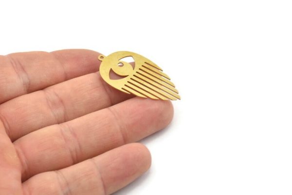 Brass Eye Charm, Raw Brass Eye Charms With 1 Loop, Findings (38x21x0.60mm) SMP1687 For Cheap - Image 2