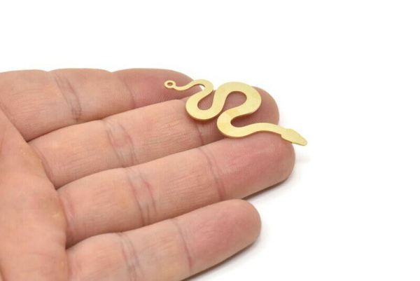 Brass Snake Charm, Raw Brass Snake Pendants With 1 Loop (42x19x0.60mm) SMP1696 For Discount - Image 2