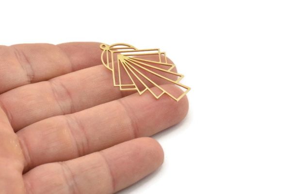 Brass Diamond Charm, Raw Brass Geometric Charms With 1 Loop, Pendant Findings (38x25x0.60mm) SMP1452 on Sale - Image 2