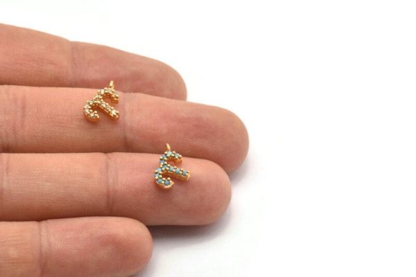 Gold Aries Charm, Gold Plated Aries, Cubic Zircon, 2 CZ Pave Aries Charms, Zircon Zodiac Charm Pendants With 1 Loop (12x8mm) SY0203 Supply - Image 5