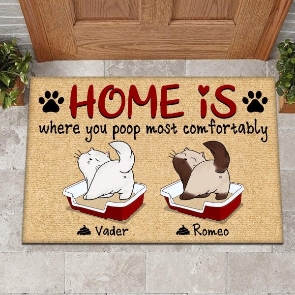 Home Is Where You Poop Most Comfortable Cat Personalized Doormat, Personalized Gift for Cat Lovers, Cat Mom, Cat Dad - DM049PS01 Cheap - Image 2