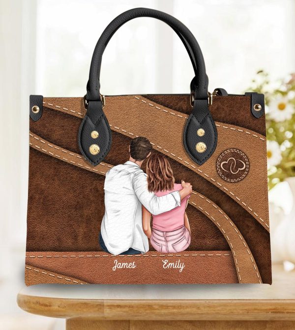 Couple Personalized Leather Handbag, Personalized Gift for Couples, Husband, Wife, Parents, Lovers - LD023PS05 For Sale - Image 2