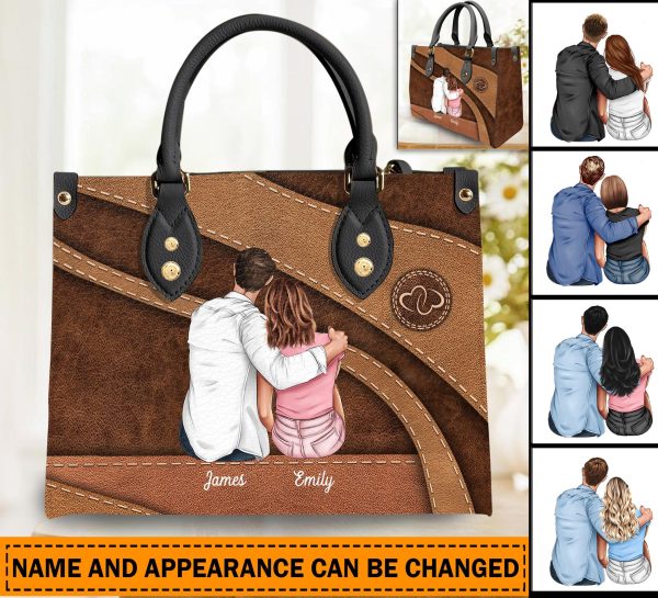 Couple Personalized Leather Handbag, Personalized Gift for Couples, Husband, Wife, Parents, Lovers - LD023PS05 For Sale